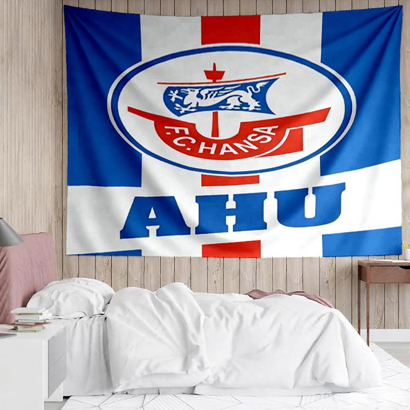 1PC Fc Hansa Rostock Crest Design Tapestry, Unique Design Tapestry, Suitable for Bedroom,Livingroom, Playroom,Heartwarming Holiday Gifts