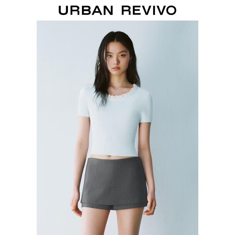 Женский повседневный трикотажный топ с короткими рукавами и оборками