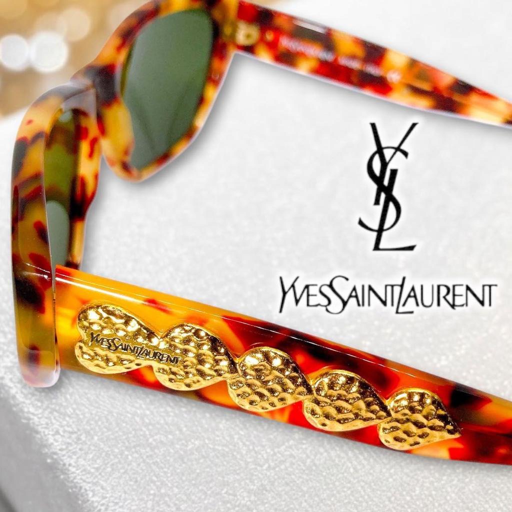 Б/у Оригинальные Солнцезащитные Очки Yves Saint Laurent Золотые Черепаховые Сердце Лиса Очки YSL Винтажные Женские