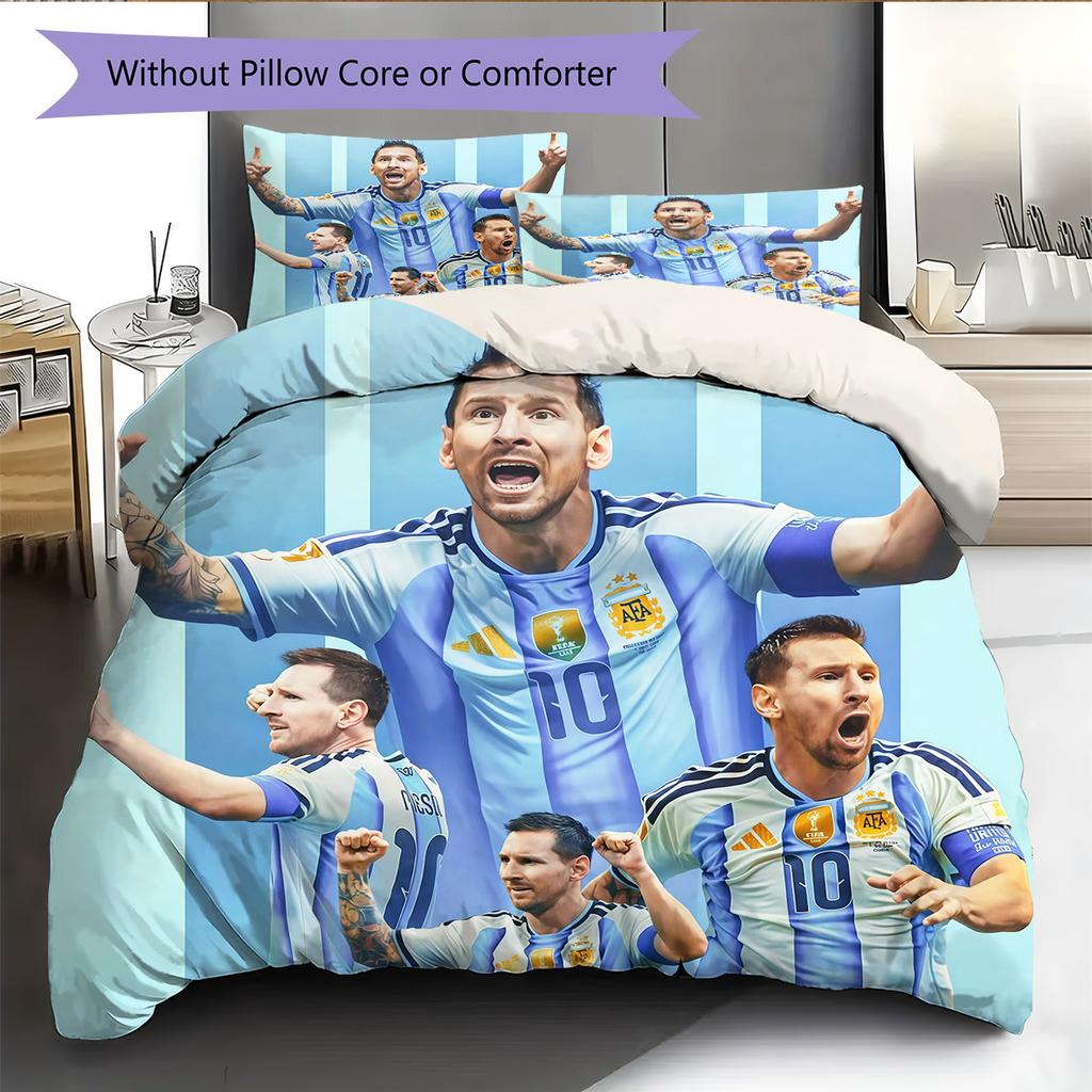Lionel Messi Pattern Bedding Quilt Set Home Decoration Gift (1 * duvet cover + 2 * pillowcase without core)