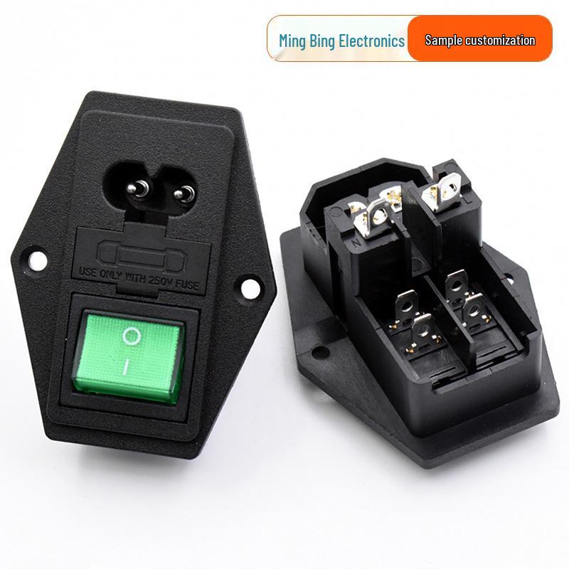 Double Insurance 8-Shape 3-in-1 AC Power Socket with Switch - Fixed Snap-in Design