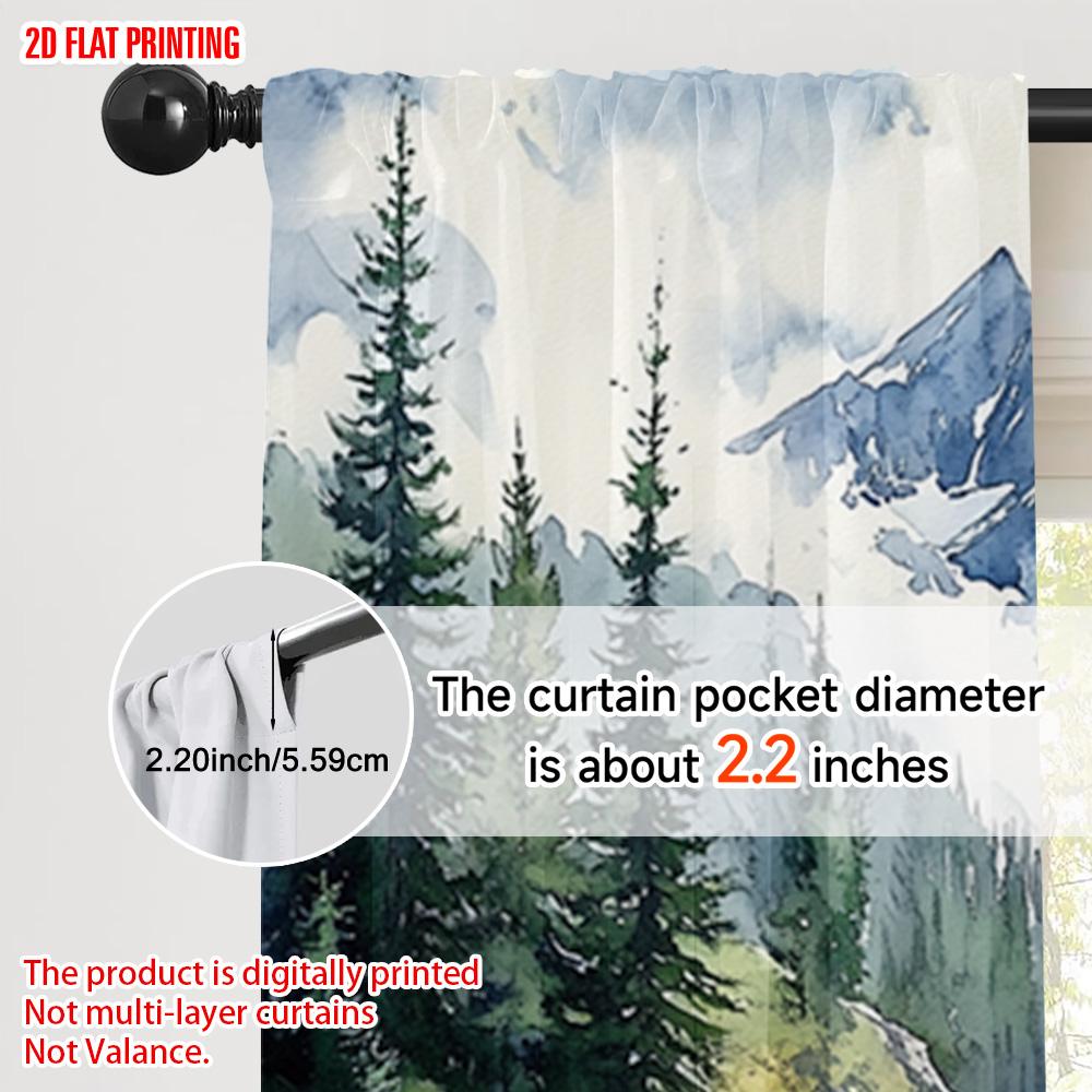 2pcs, plane printing Popular Curtains Serene Forest & Stream Versatile 100% Polyester (without rod) Outdoor Decorations for