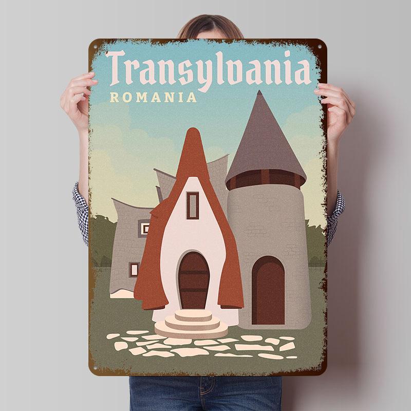 Transylvania City Tinplate Poster Customized Wall Art Vintage Metal Signs Retro Tin Plaque for Home Decor Room Decoration Gaming