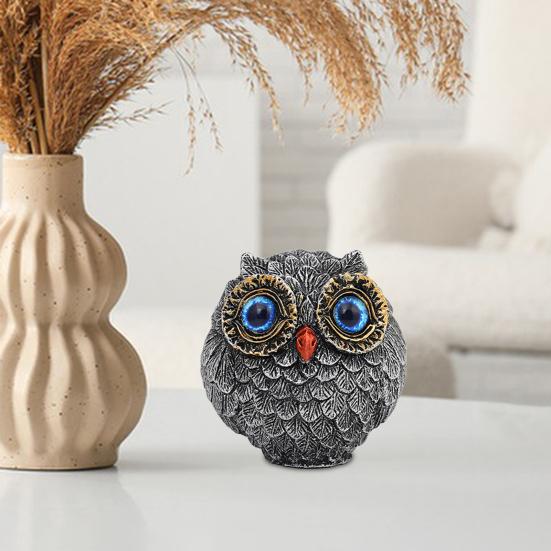 Миниатюрная фигурка совы-хранителя Yousheng, украшение из смолы, сова-счастливчик, настольная статуэтка мудрого наблюдателя, пухлая сова с большими глазами, подарок для любителей птиц
