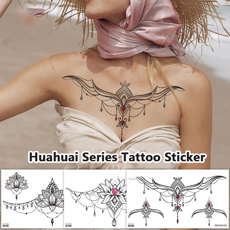 Водостойкая временная поддельная грудь, боди-арт, татуировка, ювелирные изделия, кружевная наклейка на талию, искусство