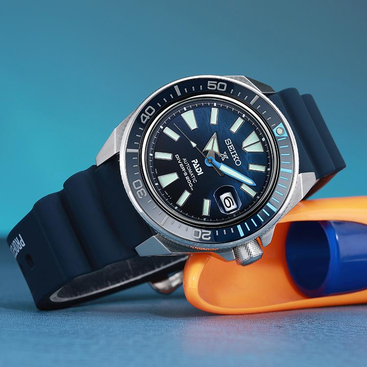 Seiko Prospex Padi Ограниченная серия Самурай 200м Водонепроницаемые Автоматический Механический Механизм Силиконовый Ремешок Часы 43.8мм Мужские Часы Синие SRPJ93K1