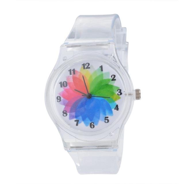 Женские повседневные пластиковые прозрачные спортивные часы с кристаллами