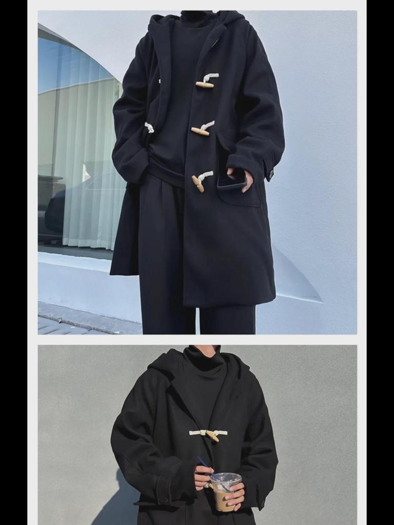 Мужское толстое шерстяное пальто в корейском стиле: Красивый, теплый, высококачественный, свободный, длиной до колена для осени/зимы