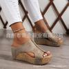 Large Size Wish New Women's Wedge Heel Fish Mouth Platform Rivet Sandals