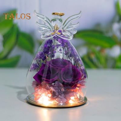 Вечные розы в стеклянном колпаке Angel, настольные консервированные цветы, ангельские консервированные розы, рождественские подарки для мамы, бабушки, жены