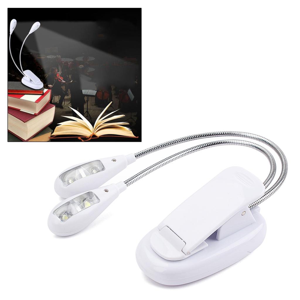 Rechargeable Dual Head Music Stand Light Flexible Clip On Reading Light Book Lamp for Eye Protection Perfect for Piano