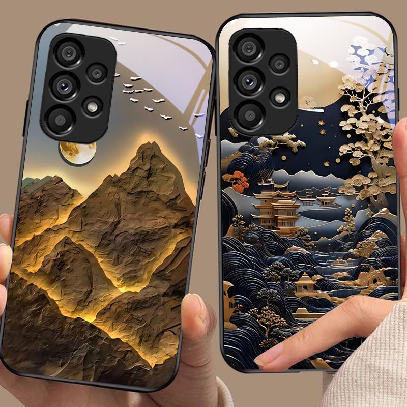 Jubao Basin Water Чехол из закаленного стекла для Samsung Galaxy S10 20 Plus 21 FE 22 23 24 FE 25 Ultra Черный Жесткий Чехол