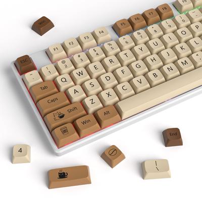 Набор колпачков для клавиатуры XDA PBT 138 Key Dye Sublimation Coffee Cat Costume для игровой механической клавиатуры MX Switch 60, Cherry/Gateron Percent/68/GK61
