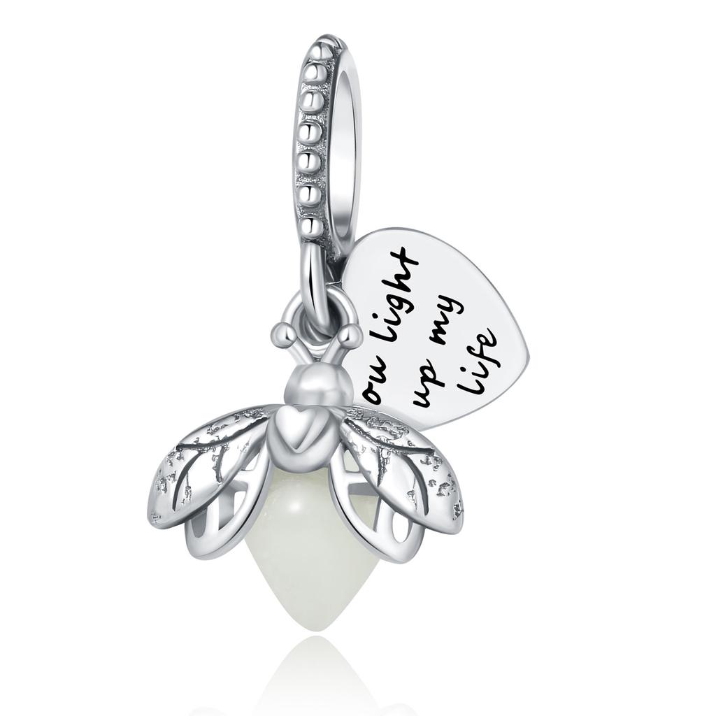 S925 sterling silver pendant accessories beaded bee butterfly original European and American style DIY bracelet