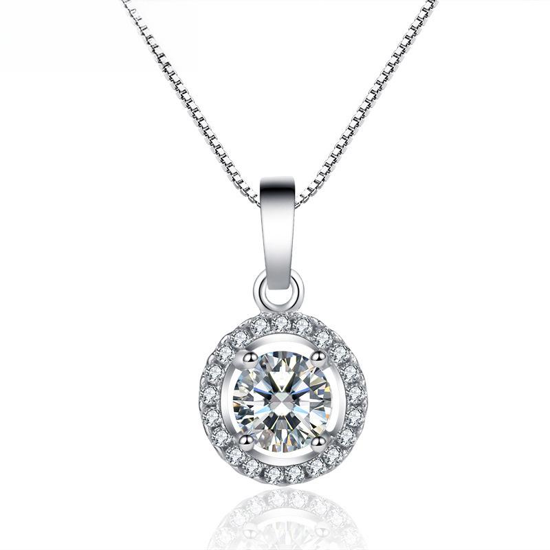 Классическое круглое ожерелье с бриллиантами в европейском и американском стиле с подвеской из циркона для женщин