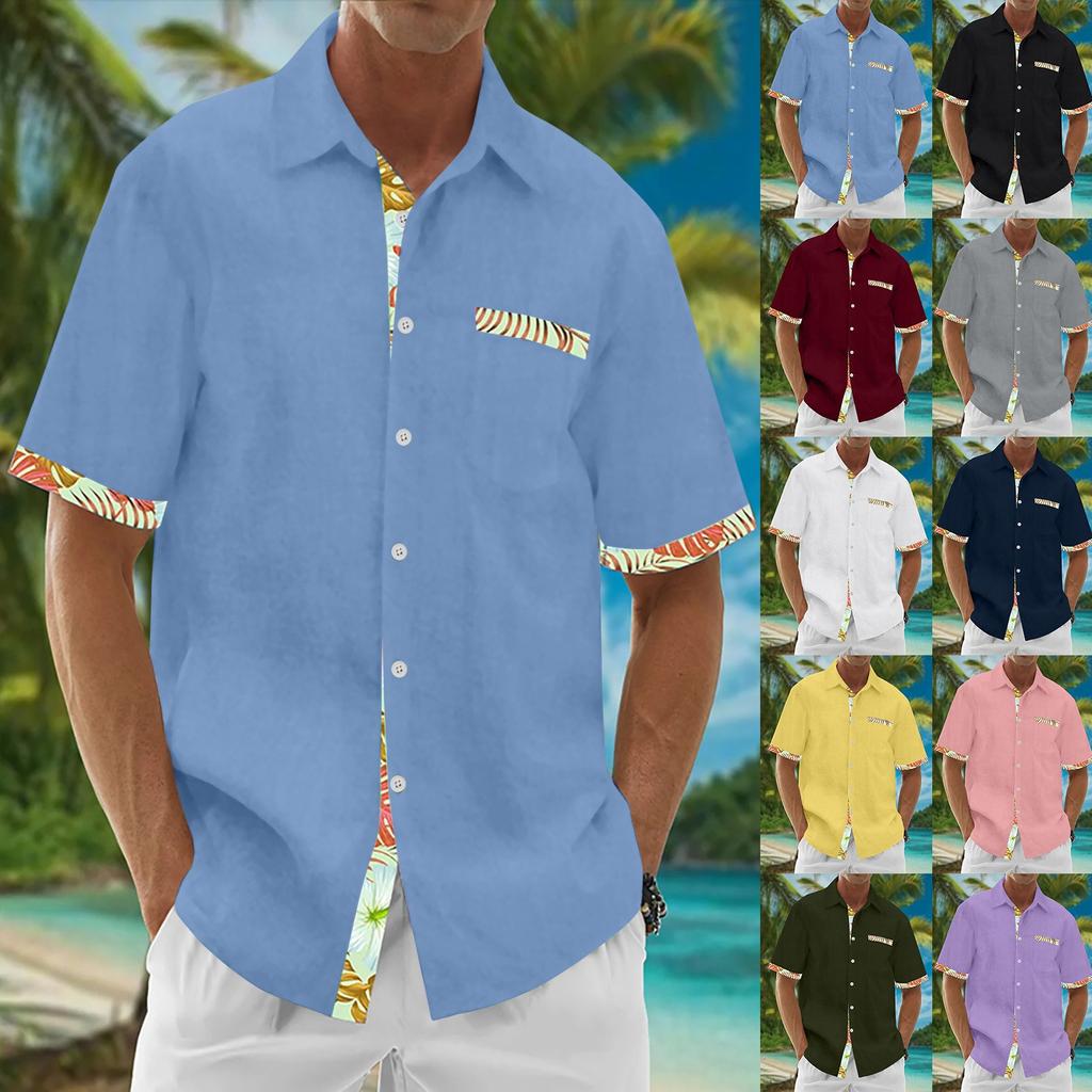 Hawaiian Shirt For Men, Men's Vintage Button Down Bowling Shirts Short Sleeve Summer Beach Shirt