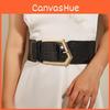 Wide Style Vintage Waist Belt With Irregular Metal Buckle For Womens Apparel