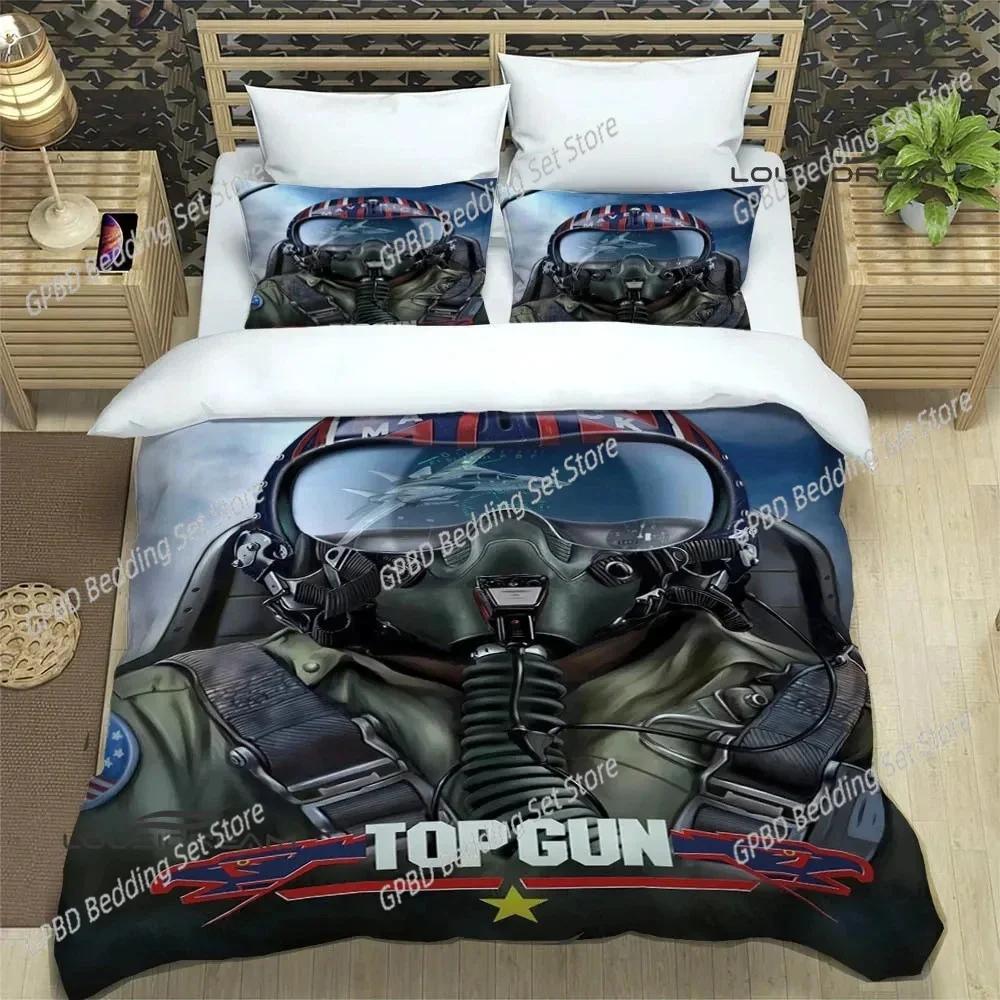 Movie Top Gun Printed Comfortable Duvet Quilt Cover Pillowcase Bedding Set Children Bedroom Decoration Home Textile