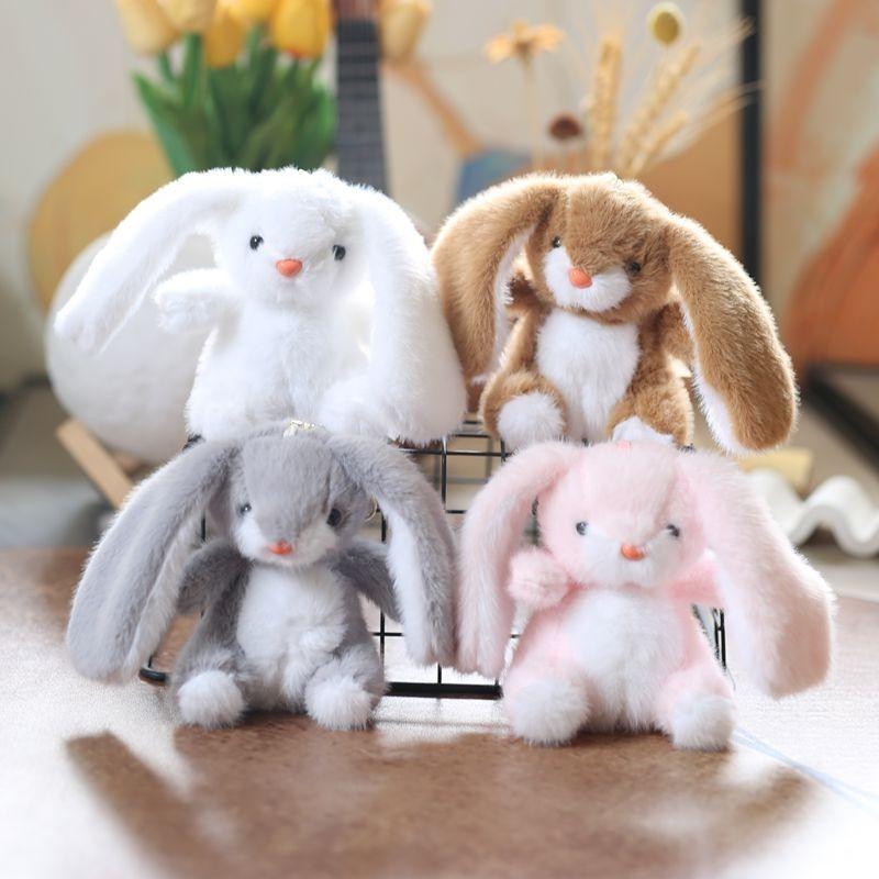 Cute Rabbit Plush Toy Keychain Pp Cotton Stuffed Bag Decor Gift For Kids Girls