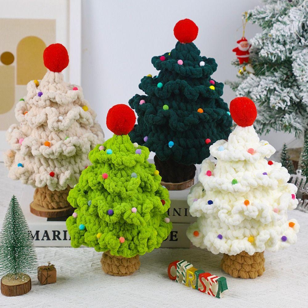 Handmade Xmas Tree Crochet Kits Easy Yarn Thread Crochet Material New Year Gift