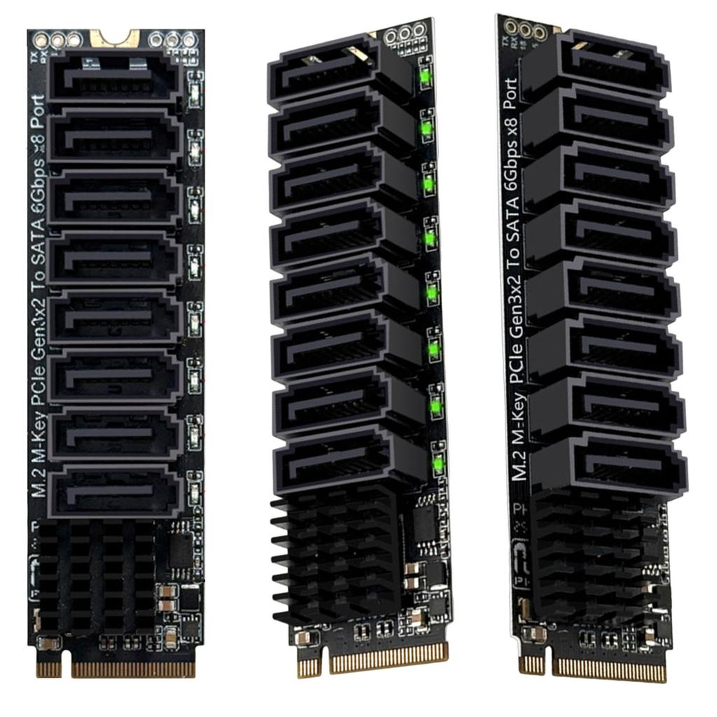 Адаптерная карта M.2 на SATA3.0 ASM1166 6 Гбит/с 8 портов M.2 на SATA 3.0 Riser Card с интеллектуальным индикатором, инструменты в комплекте для настольного ПК