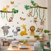 Forest Animals Wall Stickers Kids Rooms Nursery Decals Boys Room Cartoon Giraffe Monkey Elephant Zebra Trees Vinyl Mural