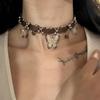 Американское ожерелье Spice Girl Butterfly Maillard Brown Vintage Choker Neck Ring Niche Premium Sense Leather Collarbone Chain
