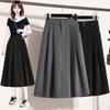 DIMANAF 2025 Весна Женские Новые Юбки Большого Размера Свободные С Высокой Посадкой Винтажные Эластичные Элегантные Длинные Плиссированные Юбки Однотонные
