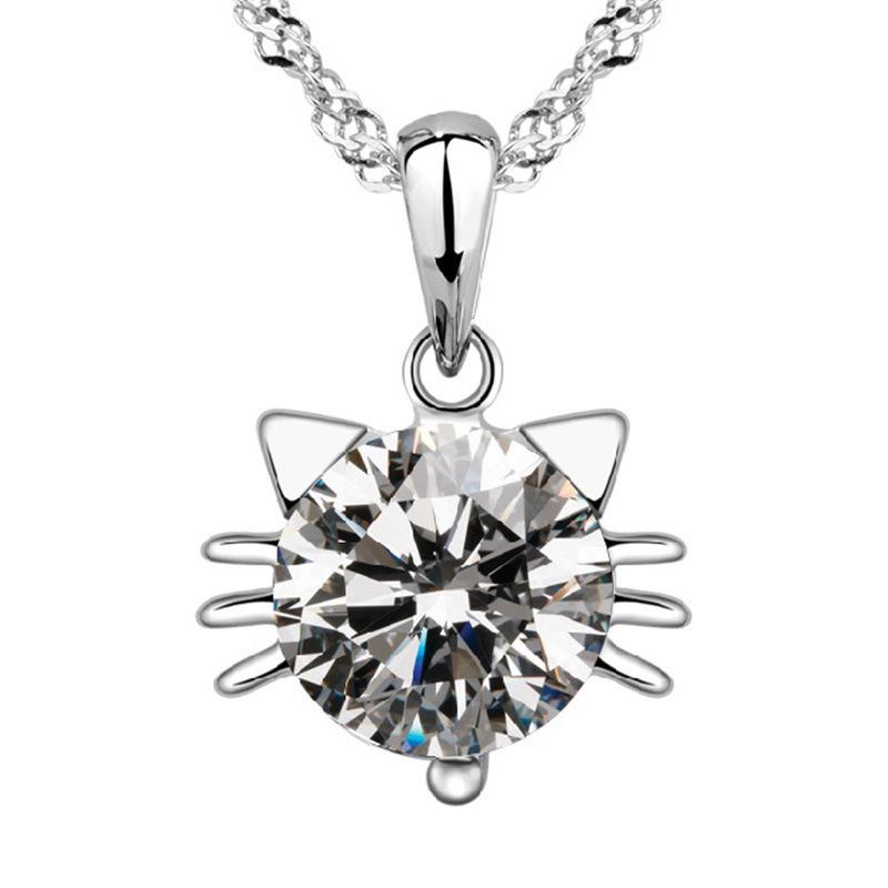 Kitten Pendant Clavicle Chain Women Cat Cute Necklace Short Accessories