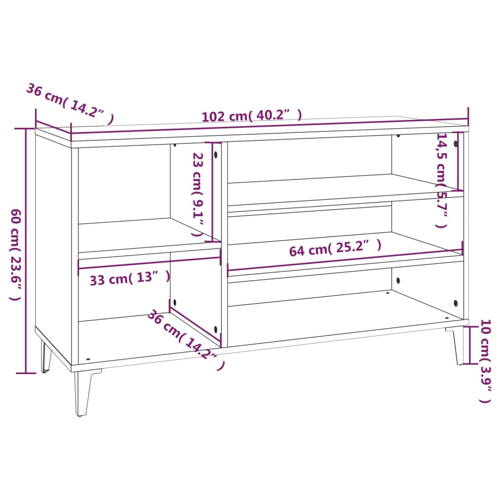 Shoe Rack White 102 x 36 x 60 cm Engineered Wood