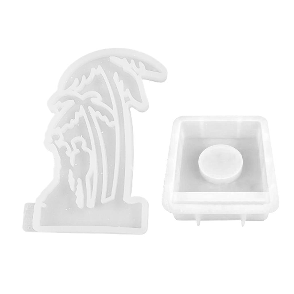 Two Coconut Tree Candlestick Molds Candle Holder Silicone Molds Combination Casting Moulds Decorations Plaster Molds