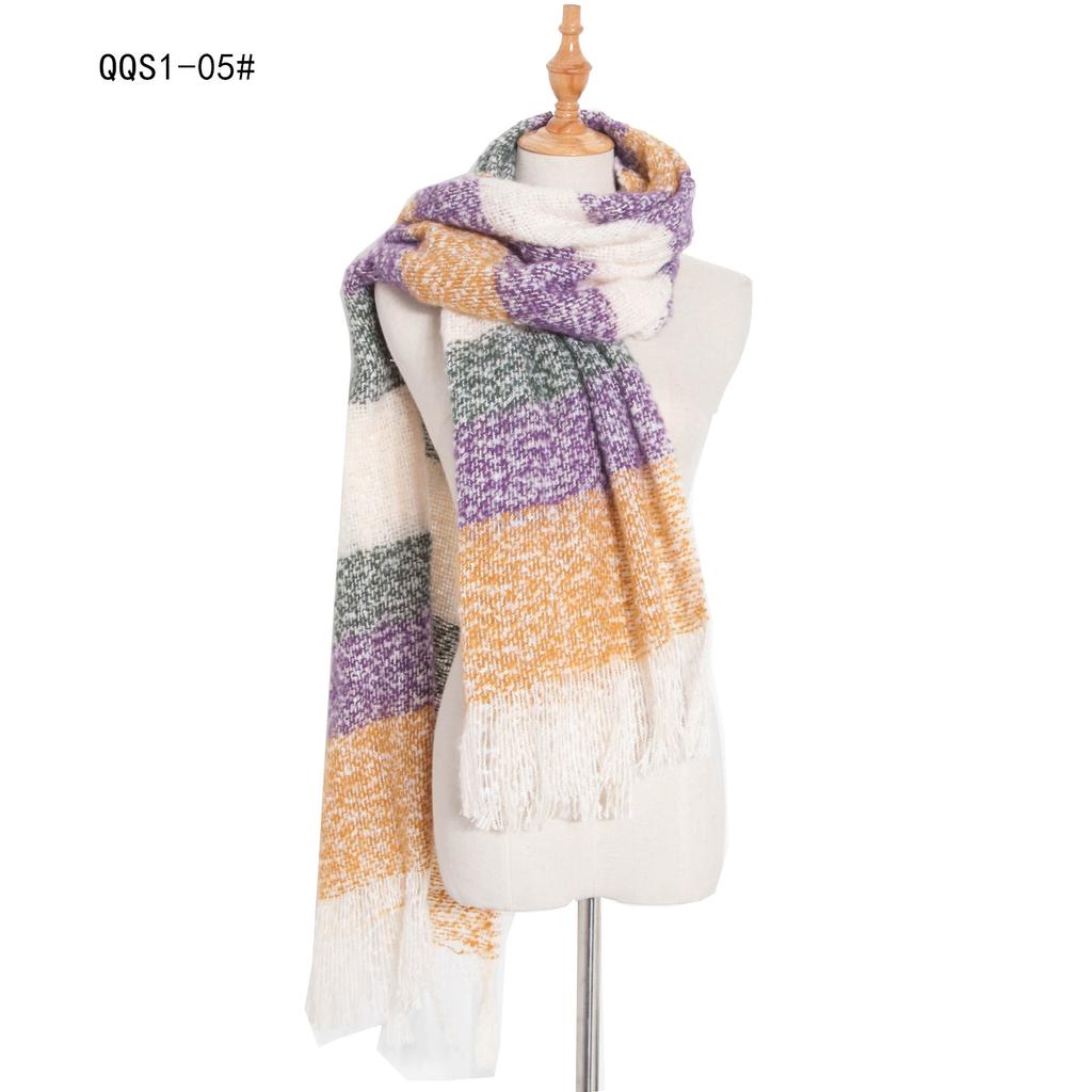 Autumn and Winter Polyester Circle Sand Plaid Scarf Women's Warm Fringed Scarf Shawl