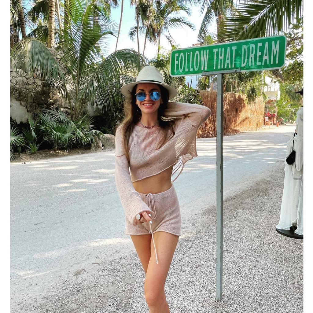 Сексуальный пляжный укороченный топ и шорты, комплекты женщин, вязаный женский костюм с длинными рукавами на шнуровке, летний праздник, прозрачный комплект из 2 предметов, женский комплект