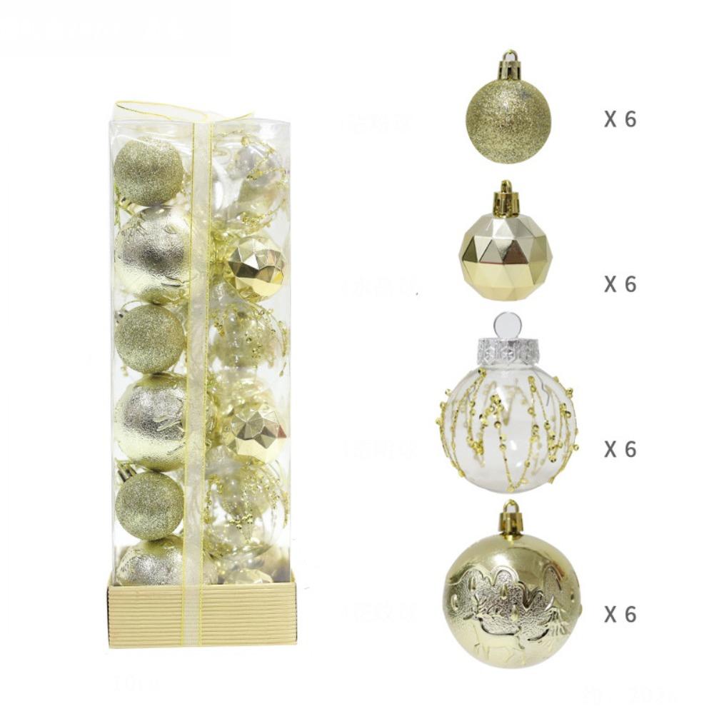 24pcs 4/6cm Christmas Ball Set Plastic Xmas Baubles Xmas Tree Hanging Pendant Christmas Decorations Gift Ball Xmas Ornament Ball