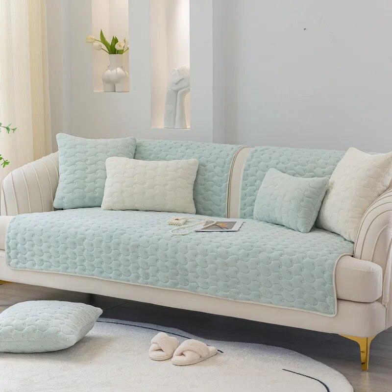 Новая плюшевая подушка, однотонная диванная подушка, чехол для дивана, ткань, современная простая нескользящая подушка для дивана, задняя крышка