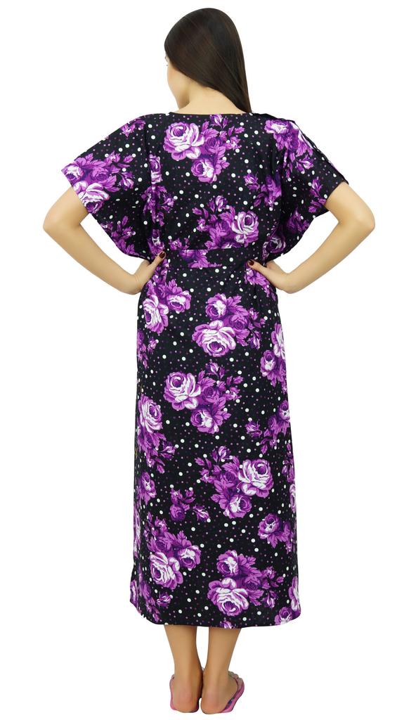 Bimba Maternity Floral Print Caftan Cotton Maxi Kaftan Nursing Night Gown