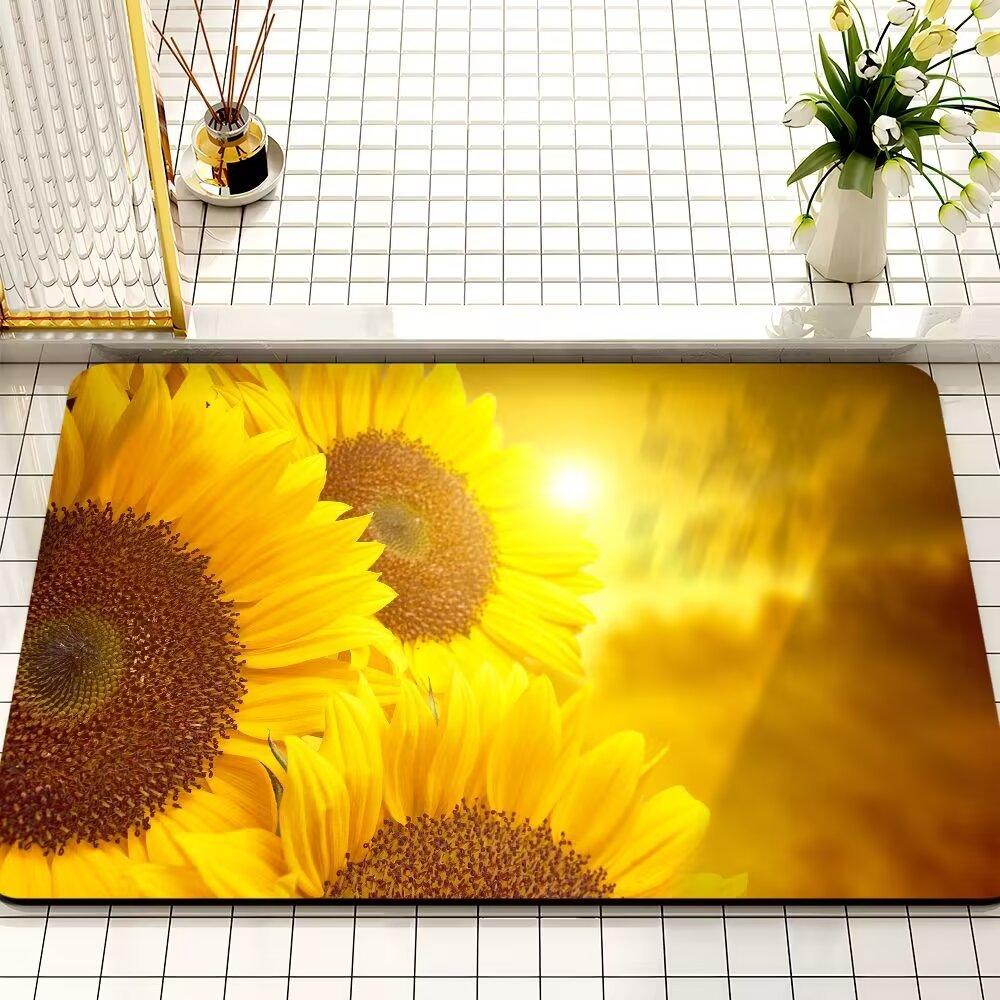 Small Fresh Sunflower Diatom Mud Mat Absorbent Dirty Bathroom Non-slip Mat Toilet Toilet Quick Drying Door Mat