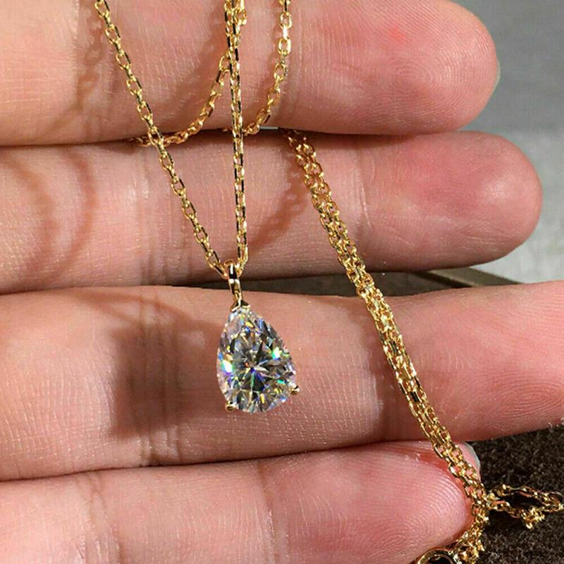 Роскошное ожерелье с подвеской Huitan Waterdrop Cubic Zirconia для женщин, простые элегантные аксессуары для шеи для свадебной вечеринки, модные ювелирные изделия