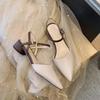 Sandals Women's 20 New Spring and Summer New Pointed Head Bag Head with Medium Heel Thick Heel Shoes