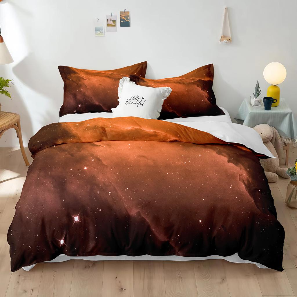 Комплект пододеяльников из полиэстера со звездным небом King Size, белая звезда, красочная галактика, звездное пространство, туманность, абстрактный космос для мальчиков и девочек