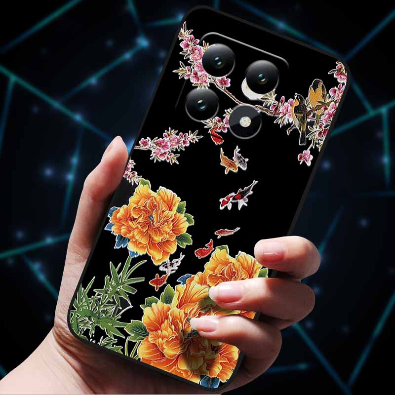 3D Flowers Emboss Fundas For Xiaomi 14T Pro 5G Case Soft Silicone Phone Cases for Xiaomi 14T 5G Back Covers Shell Mi 14T Pro Bag