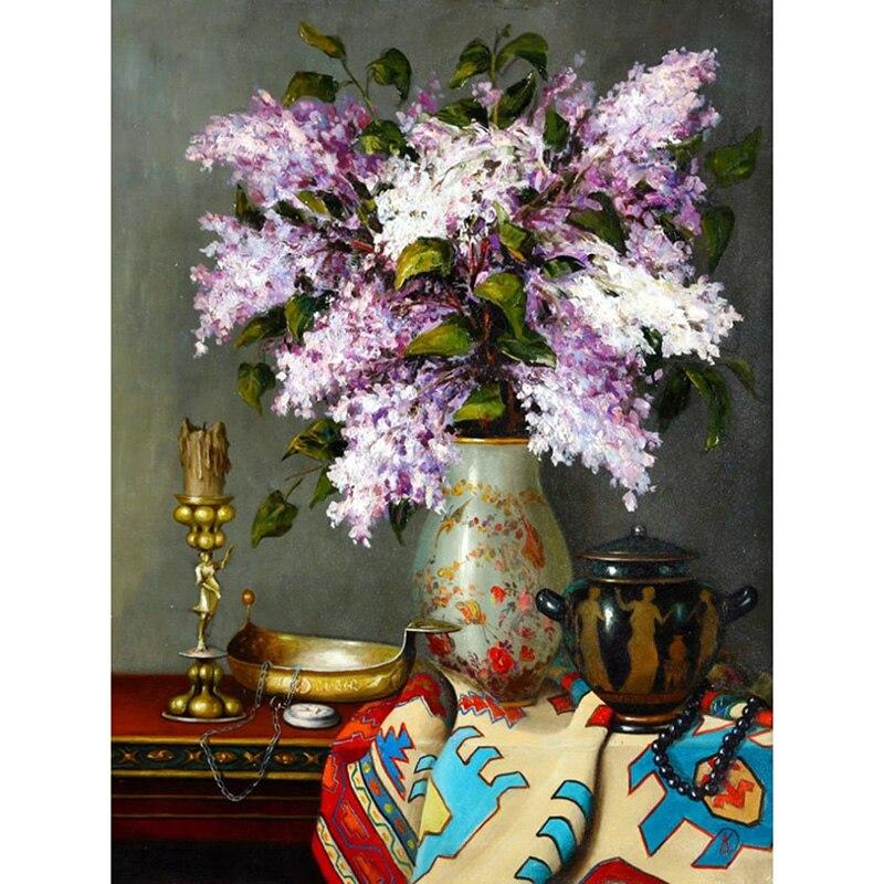 DIY цветок 5D алмазная живопись вышивка крестом полный круглый стразы сиреневый лавандовый бриллианты хобби домашний декор