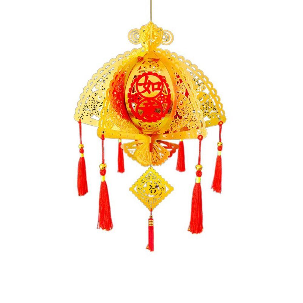 Lint/Gold Foil Good Luck Lanterns 3D Chinese Lint Lanterns Spring Festival Hanging Pendant  Party