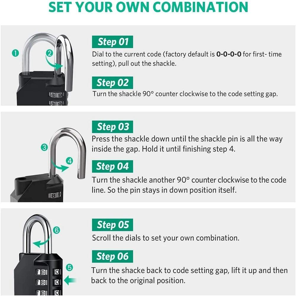 Zinc Alloy Combination Lock 4 Digit Suitcase Lock Creative Padlock with Combination Outdoor