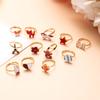 10PC Random Rhinestone Children Mixed Color Butterflies Flowers Fruits Cartoon Finger Rings Sets Jewelry Accessories