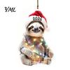 Decorative Animal Figurines for Home Christmas Hanging Ornaments with Lanyard, Cute Double Sided Pendant 2026 Themed Holiday Decorations Santa Hat, 2D