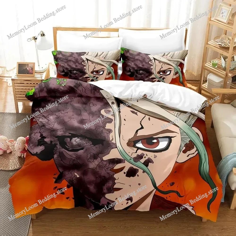 3D Print Dr.Stone Bedding Sets Duvet Cover Set With Pillowcase Twin Full Queen King Bedclothes Bed Linen Quilt Cover