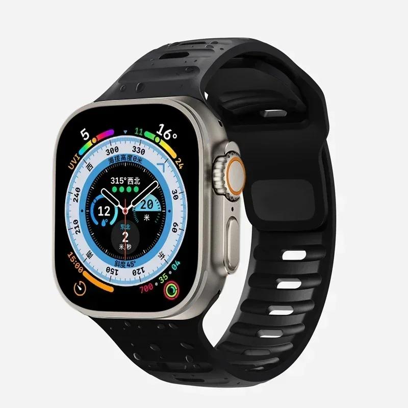 Мягкий силиконовый ремешок для Apple Watch Band Ultra 2, 49 мм, 44 мм, 45 мм, 42 мм, 41 мм, 42 мм, спортивный ремешок для часов iwatch Serise 5, 6, 7, 8, 9, браслет