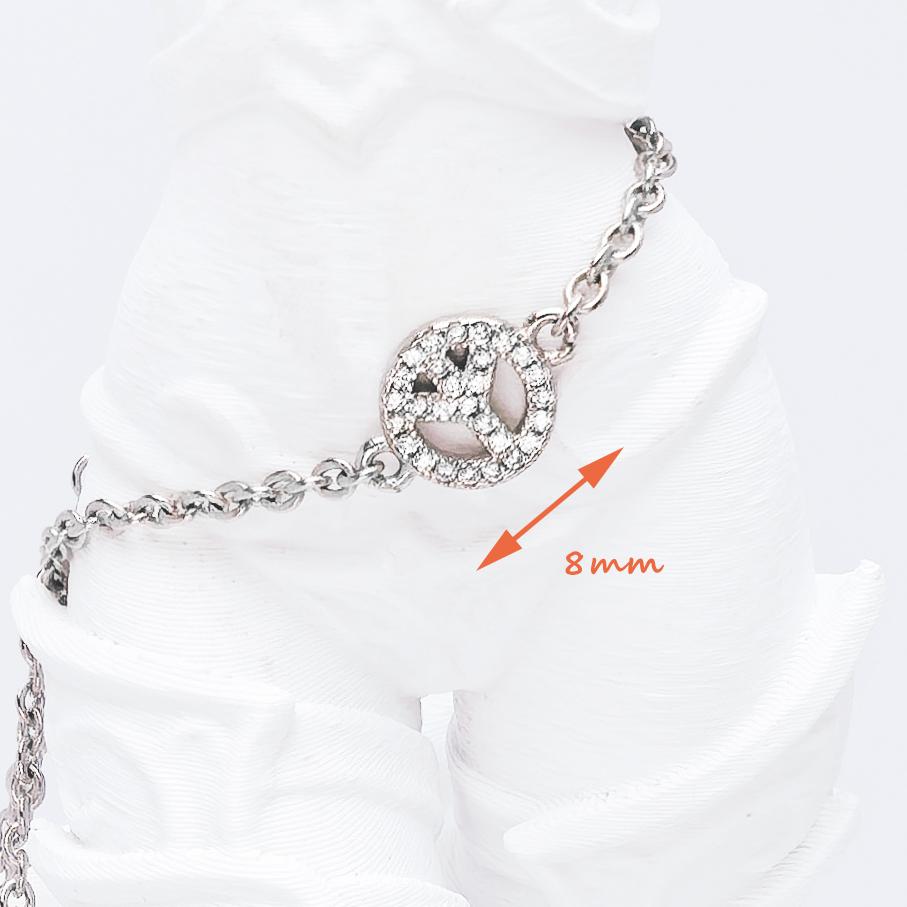 Bracelet Peace White Zircon New Link Chain 925 Silver Trendy Jewelry Summer Gift For Women