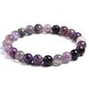 Natural Gemstone Purple Fluorite Beaded 8mm Round Ball Strand Bracelet Woman Handmade Jewelry Unique Gift